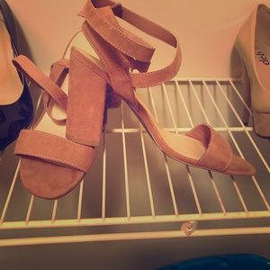 Rose color strappy heels